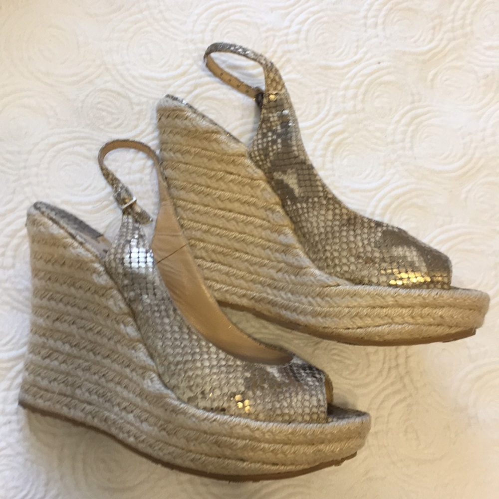 Jimmy Choo snakeskin print wedge sandals